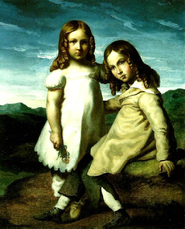 Theodore   Gericault les enfants dedreux France oil painting art